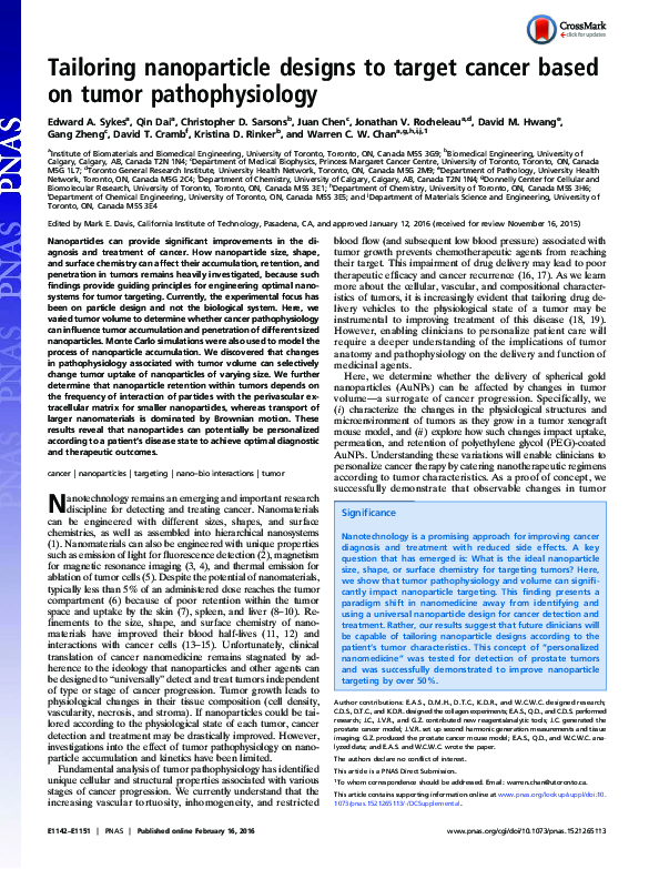 (PDF) Tailoring nanoparticle designs to target cancer based on tumor ...