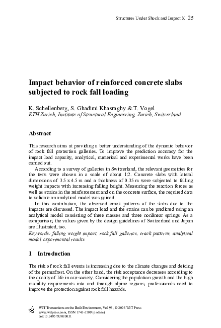 (PDF) Impact behavior of reinforced concrete slabs subjected to rock ...