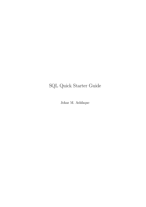 (PDF) SQL Quick Starter Guide