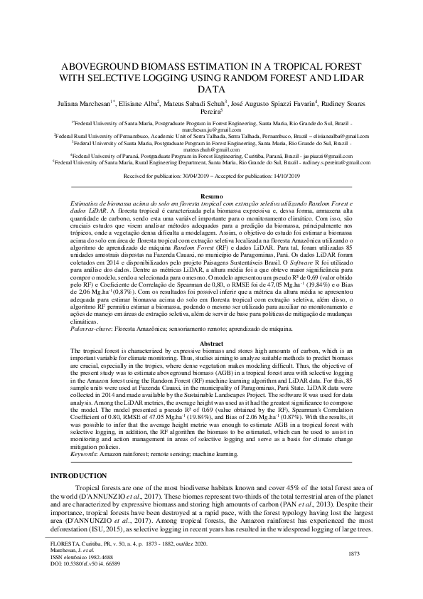 (PDF) Aboveground Biomass Estimation in a Tropical Forest with ...