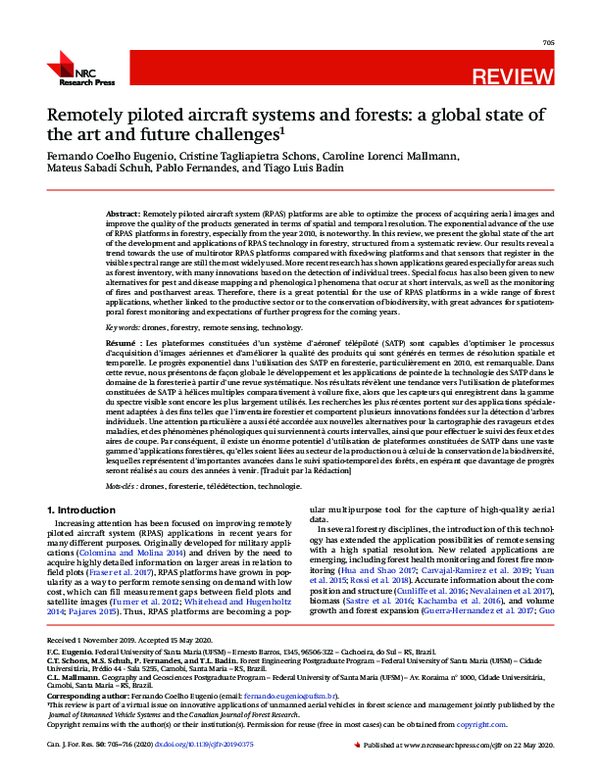 (PDF) Remotely piloted aircraft systems and forests: a global state of ...