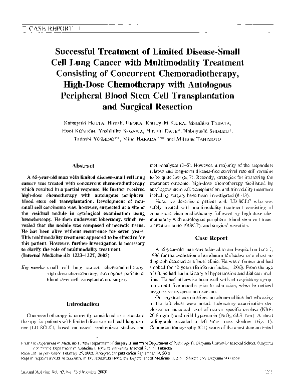 (PDF) Successful Treatment of Limited Disease-Small Cell Lung Cancer ...
