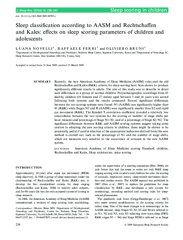 (PDF) Sleep classification according to AASM and Rechtschaffen and ...