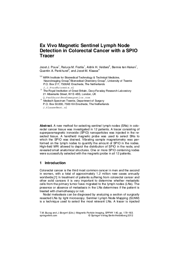 (PDF) Ex Vivo Magnetic Sentinel Lymph Node Detection in Colorectal ...