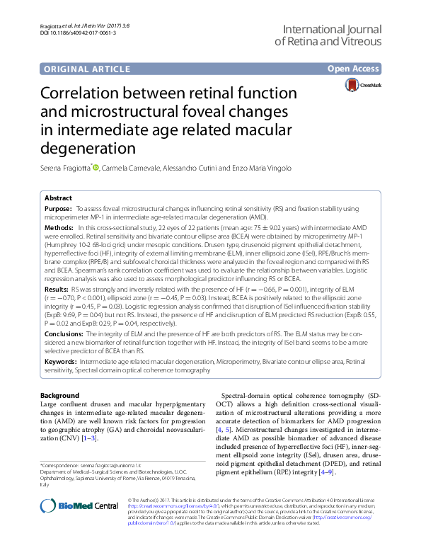 (PDF) Correlation between retinal function and microstructural foveal ...