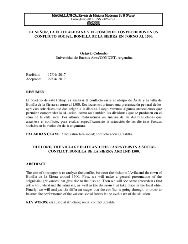 (PDF) OCTAVIO COLOMBO: “El señor, la élite aldeana y el común de los ...