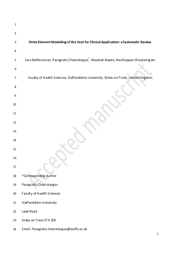 (PDF) Finite element modelling of the foot for clinical application: A ...