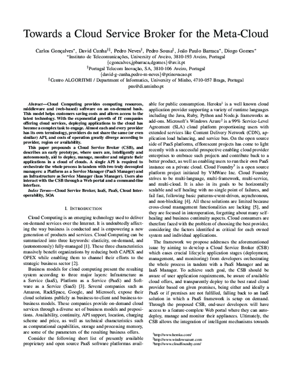 (PDF) Towards a Cloud Service Broker for the Meta-Cloud