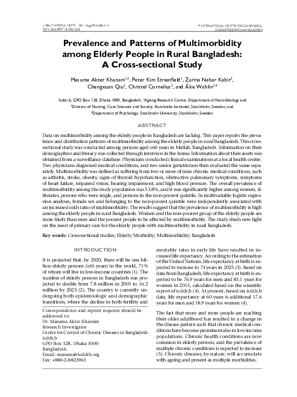 (PDF) Prevalence and Patterns of Multimorbidity among Elderly People in ...