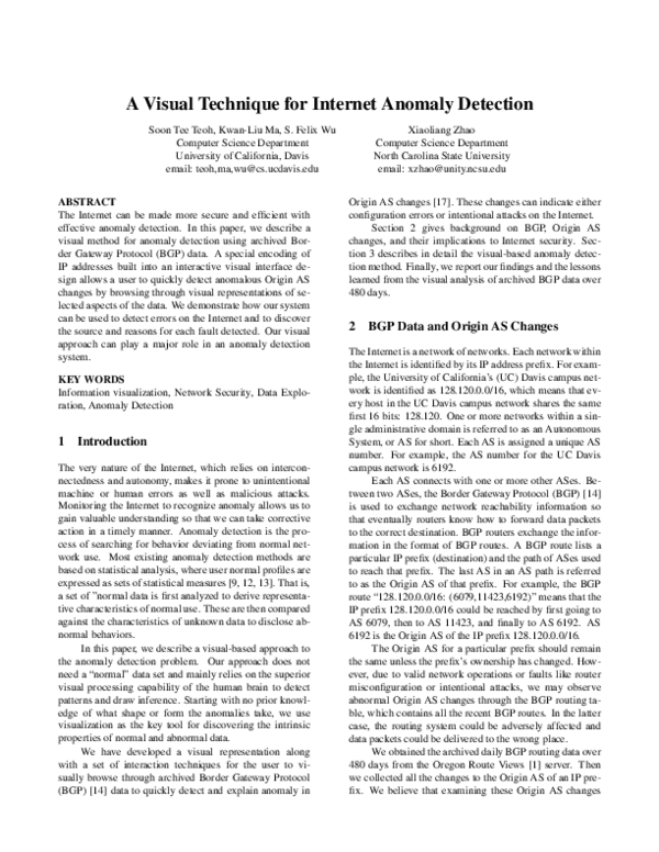 (PDF) A Visual Technique for Internet Anomaly Detection