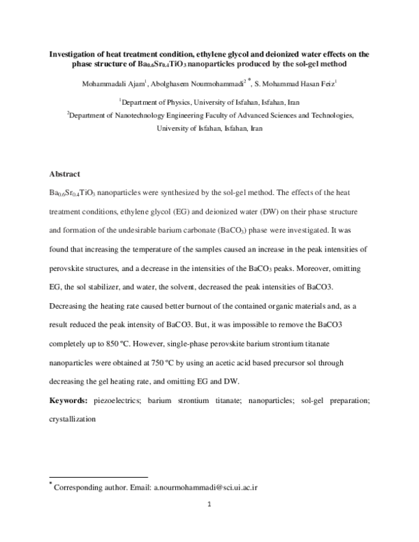 (PDF) Investigation of heat treatment condition, ethylene glycol and ...