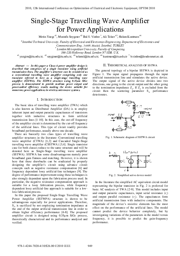 (PDF) Single stage travelling wave power amplifier