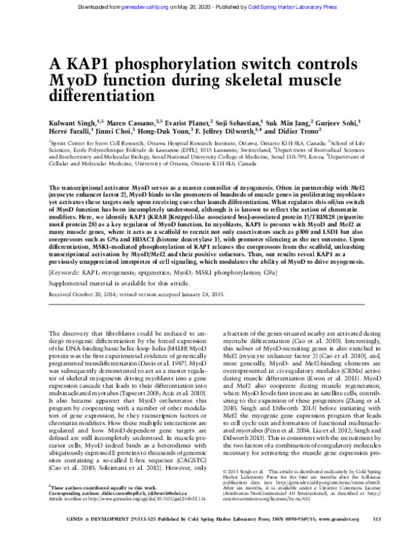 (PDF) A KAP1 phosphorylation switch controls MyoD function during ...