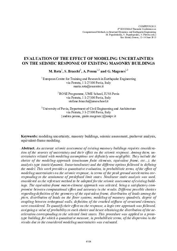 (PDF) Evaluation of the Effect of Modeling Uncertainties on the Seismic ...