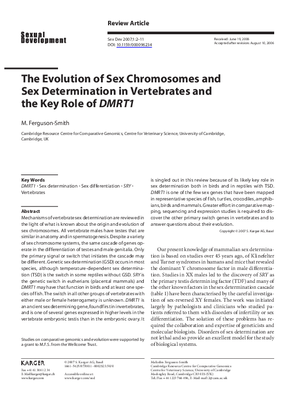 (PDF) The Evolution of Sex Chromosomes and Sex Determination in ...