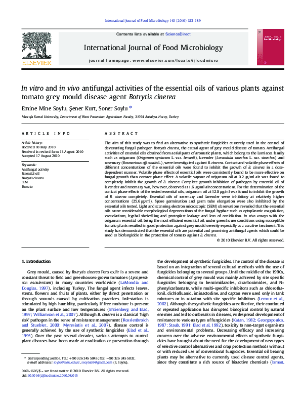 (PDF) In vitro and in vivo antifungal activities of the essential oils ...