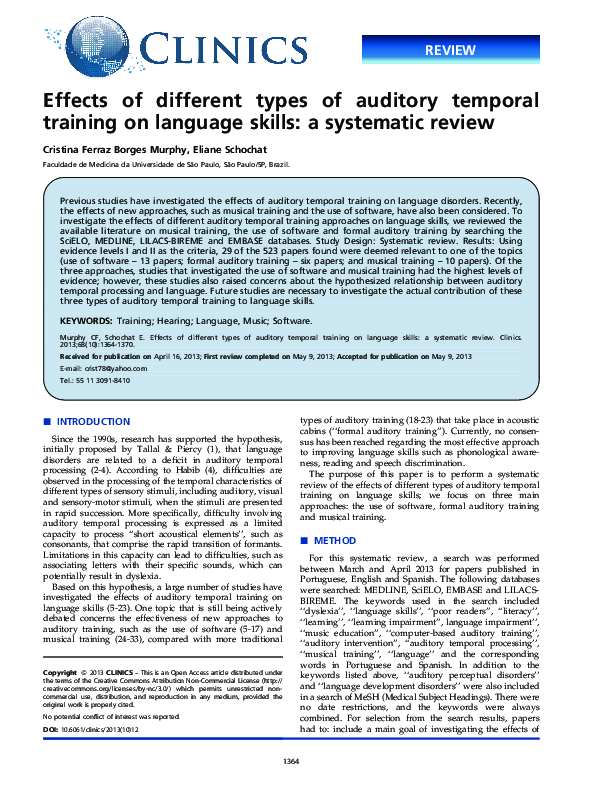 (PDF) Effects of different types of auditory temporal training on ...