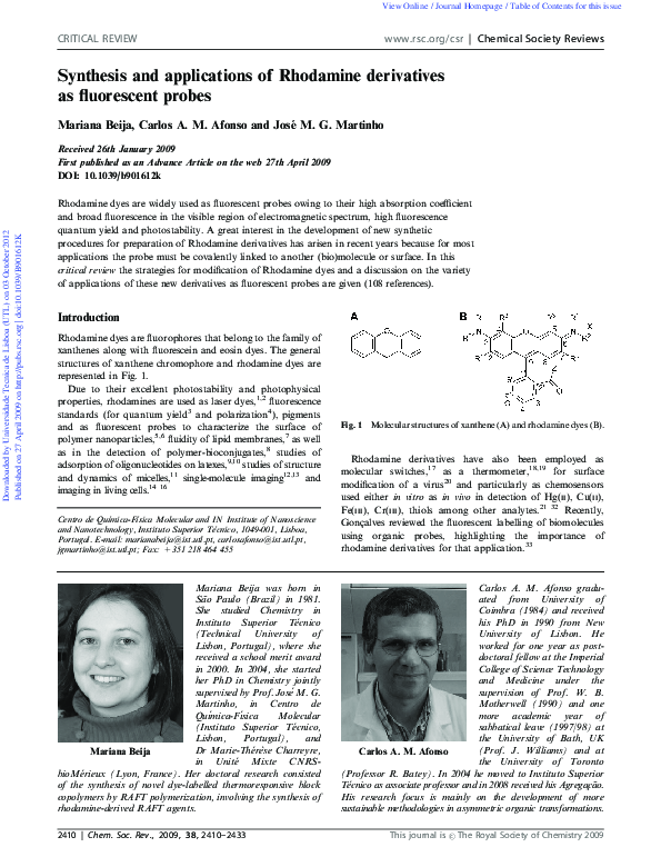 (PDF) Synthesis and applications of Rhodamine derivatives as ...