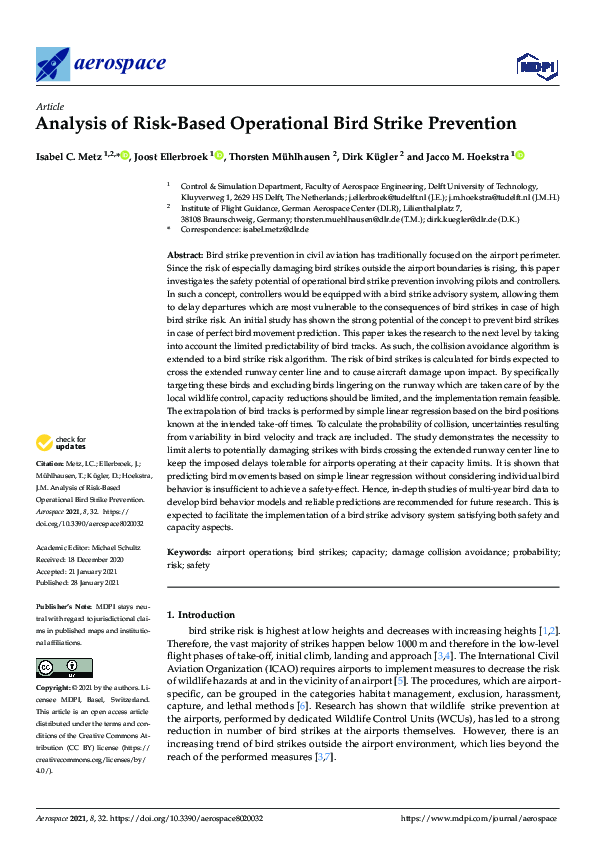 (PDF) Analysis of Risk-Based Operational Bird Strike Prevention