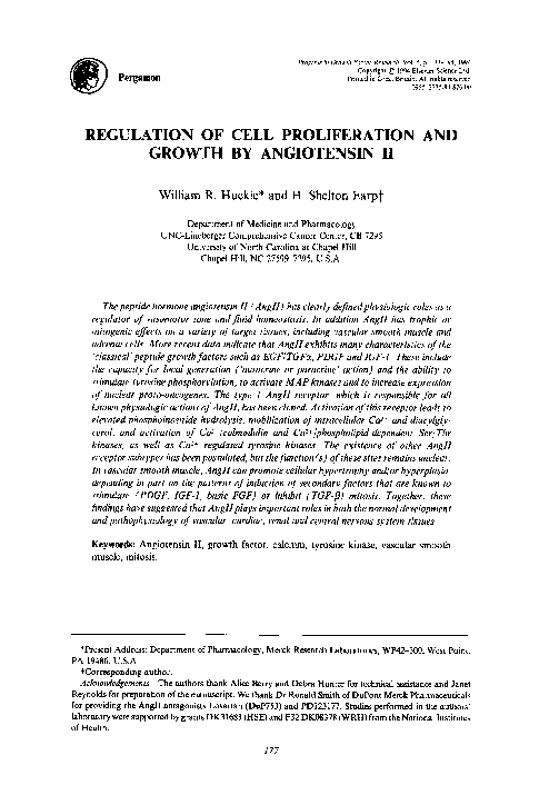 (PDF) Regulation of cell proliferation and growth by angiotensin II