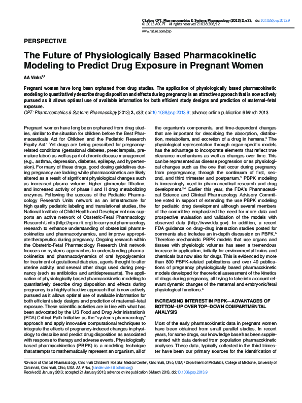 (PDF) The future of physiologically based pharmacokinetic modeling to ...