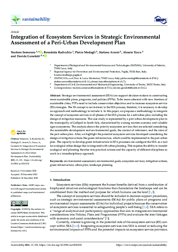 (PDF) Integration of Ecosystem Services in Strategic Environmental ...