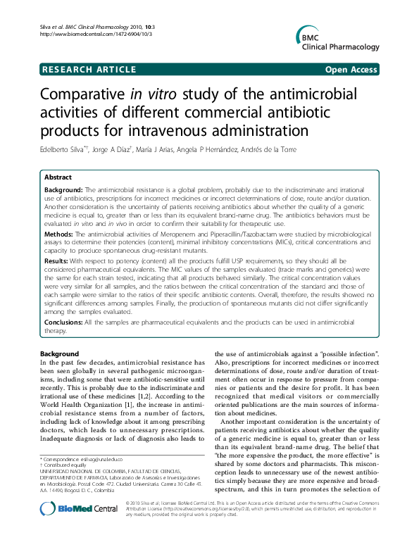 (PDF) Comparative in vitro study of the antimicrobial activities of ...
