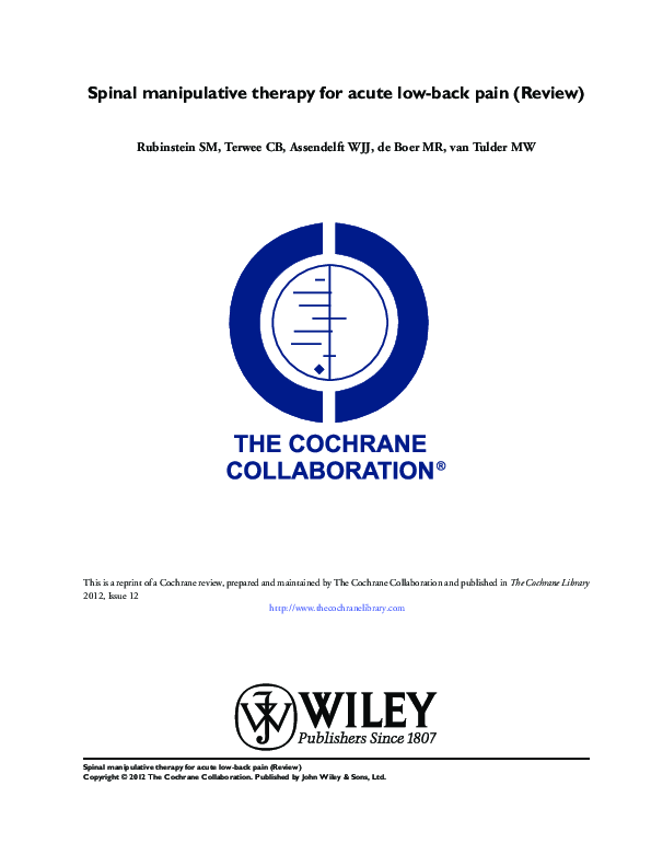(PDF) Spinal Manipulative Therapy for Acute Low Back Pain Maurits Van