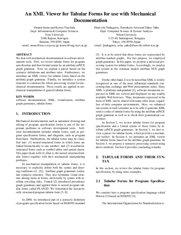 (PDF) An XML Viewer for Tabular Forms for Use with Mechanical Documentation