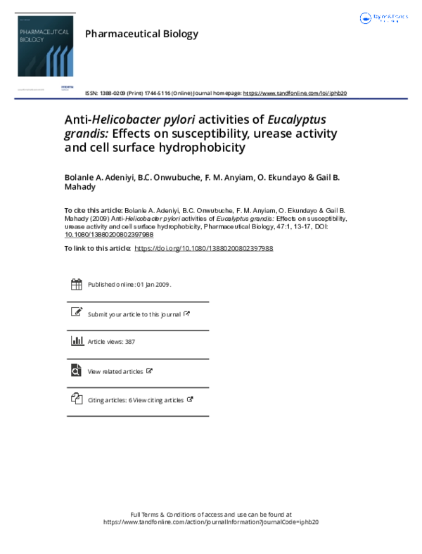(PDF) Anti- Helicobacter pylori activities of Eucalyptus grandis ...