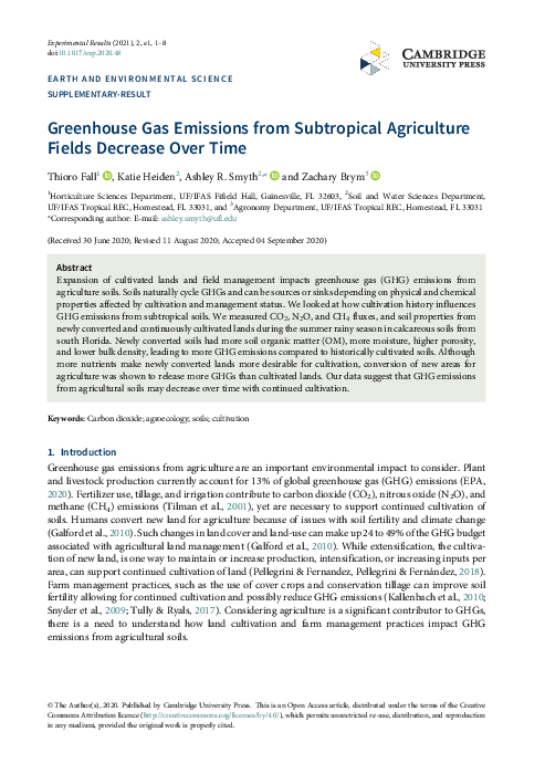 (PDF) Greenhouse Gas Emissions from Subtropical Agriculture Fields ...
