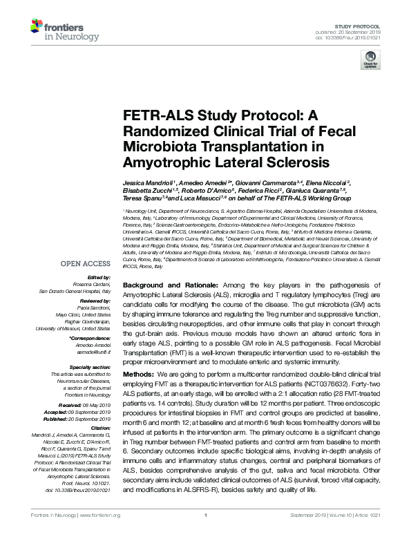(PDF) FETR-ALS Study Protocol: A Randomized Clinical Trial of Fecal ...
