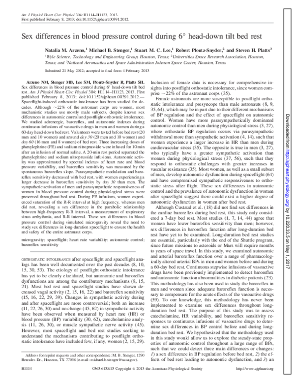 (PDF) Sex differences in blood pressure control during 6 head-down tilt ...