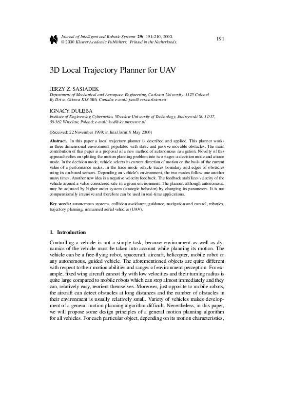 (PDF) 3D Local Trajectory Planner for UAV