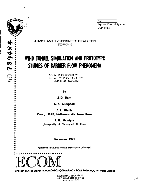 (PDF) Wind tunnel simulation and prototype studies of barrier flow ...