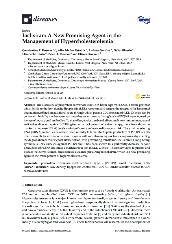 (PDF) Inclisiran: A New Promising Agent in the Management of ...