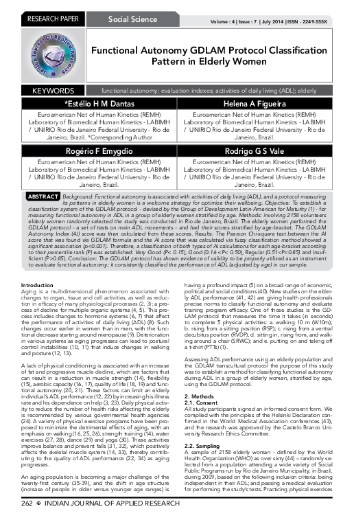 (PDF) Functional Autonomy GdlAm Protocol Classification Pattern in ...