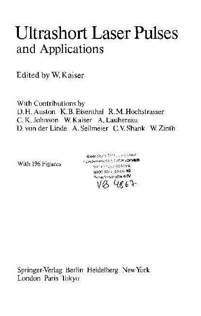 (PDF) Ultrashort Laser Pulses and Applications