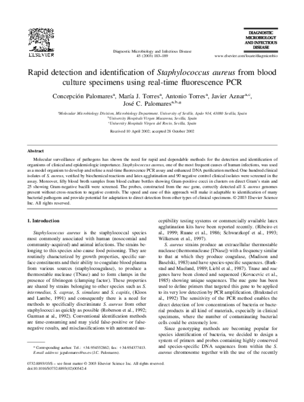 (PDF) Rapid detection and identification of Staphylococcus aureus from ...
