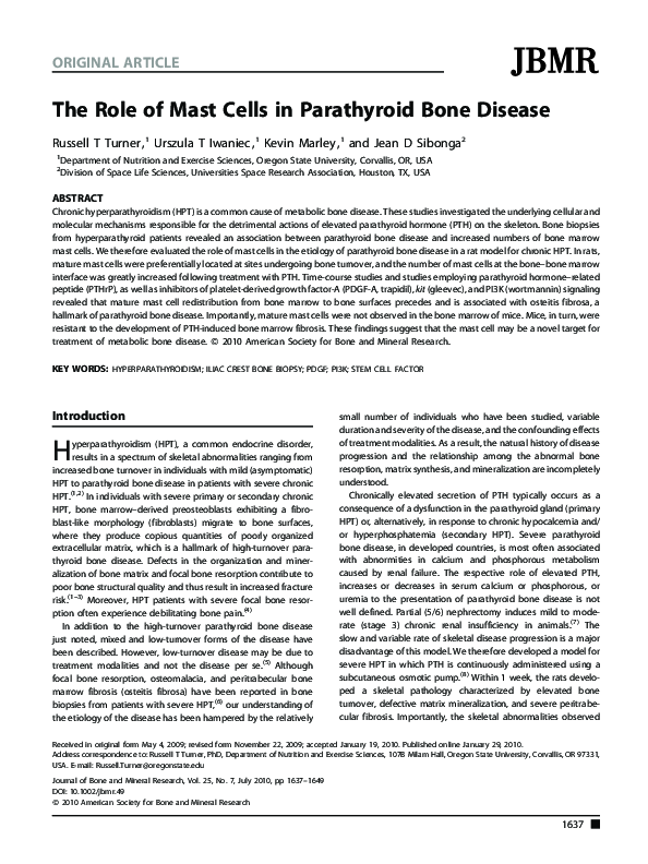 (PDF) The role of mast cells in parathyroid bone disease