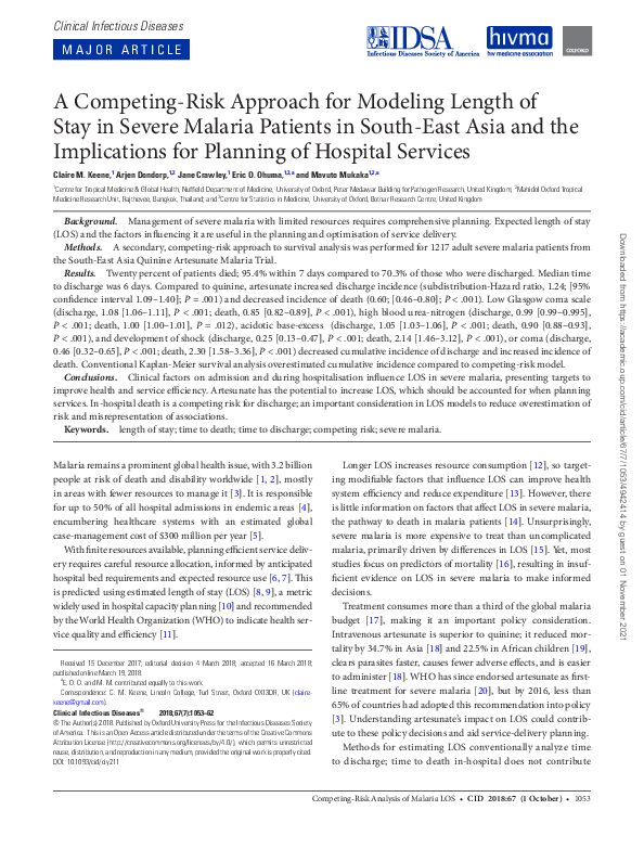 (PDF) A Competing-Risk Approach for Modeling Length of Stay in Severe ...