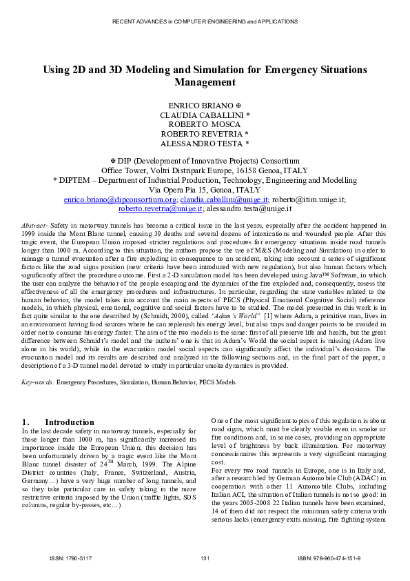 (PDF) Using 2D and 3D modeling and simulation for emergency situations ...