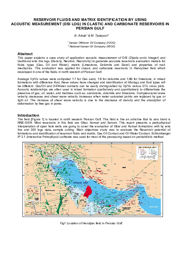 (DOC) Reservoir fluids and matrix identification by using Acoustic ...