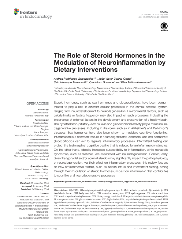 (PDF) The Role of Steroid Hormones in the Modulation of ...