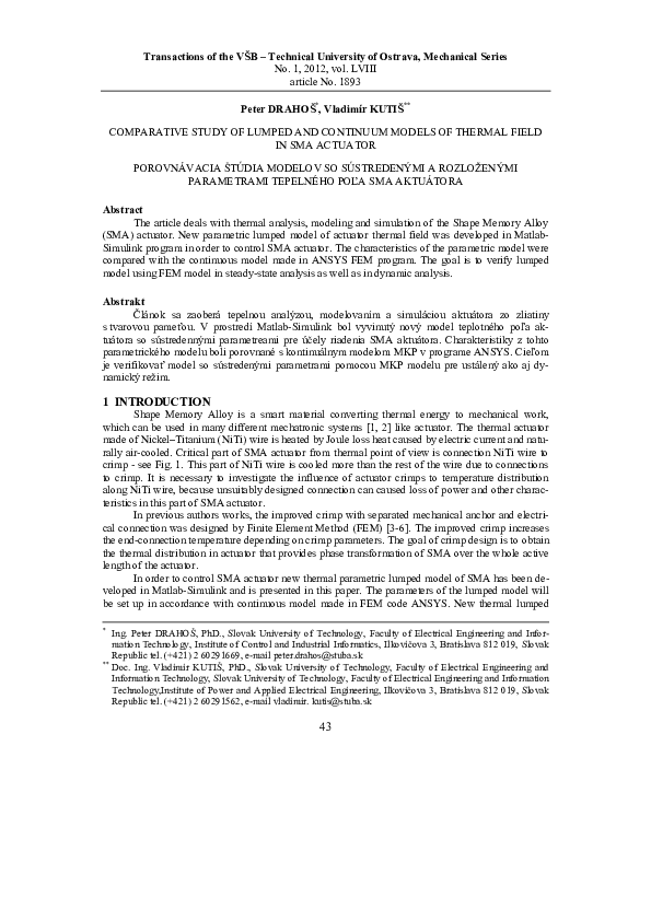 (PDF) Comparative Study of Lumped and Continuum Models of Thermal Field ...