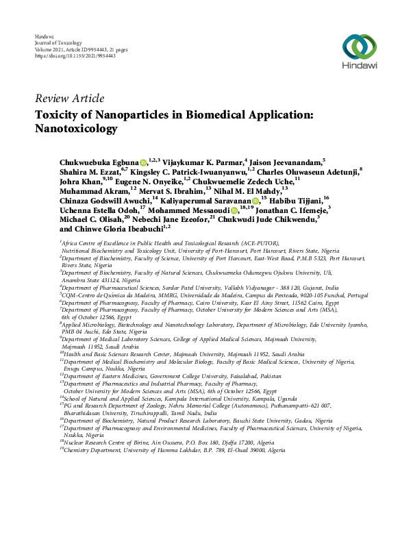 (PDF) Toxicity of Nanoparticles in Biomedical Application: Nanotoxicology