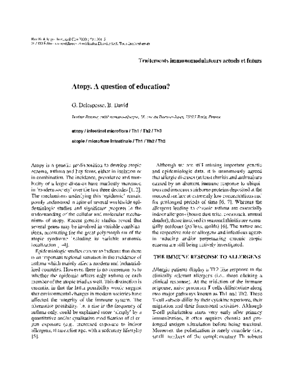 (PDF) Atopy. A question of education?