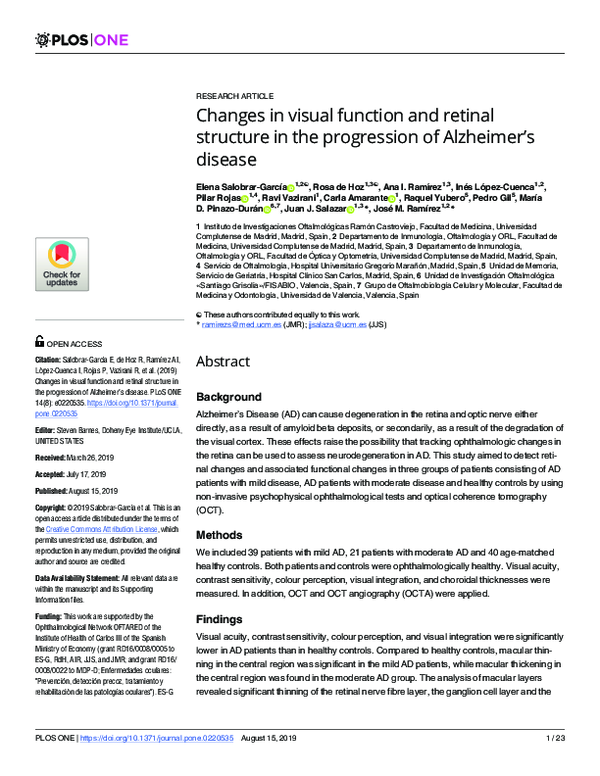 (PDF) Changes in visual function and retinal structure in the ...