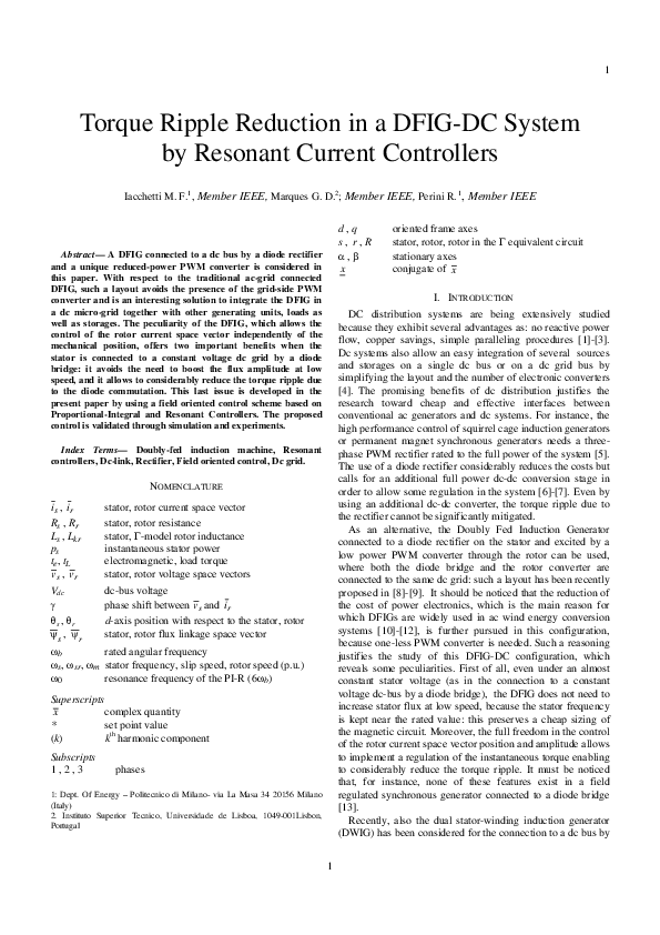 (PDF) Torque Ripple Reduction in a DFIG-DC System by Resonant Current ...