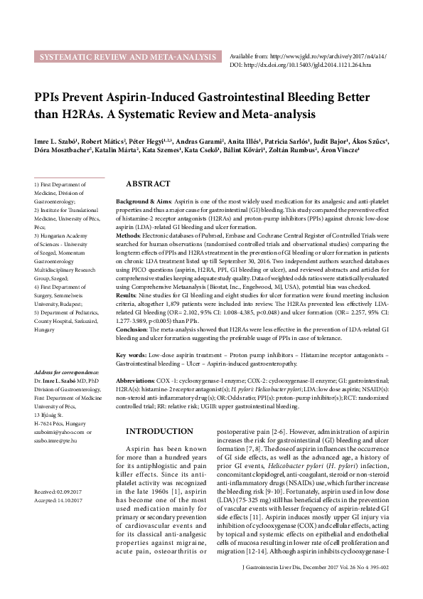 (PDF) PPIs Prevent AspirinInduced Gastrointestinal Bleeding Better